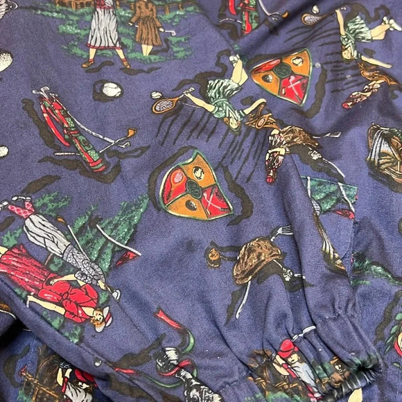 Vintage 80s Novelty Print Golf Tennis Crewneck Zip Up Boxy Bomber Jacket - Picture 6 of 14